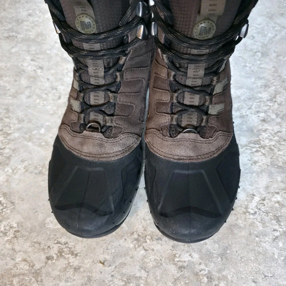 Merrell Moab Polar Brown Duck Boots Mens 9 Waterproof Hiking Insulated 400 Gram